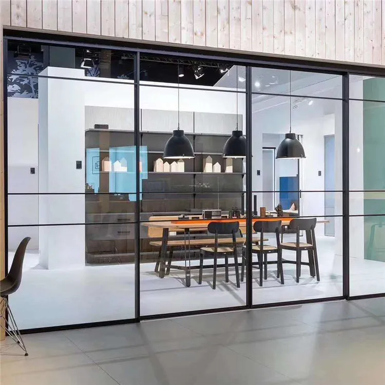 Популярные магнитные раздвижные двери, внутренний забор, раздвижные двери, узкие закаленные низкие раздвижные стеклянные двери для внутреннего дворика