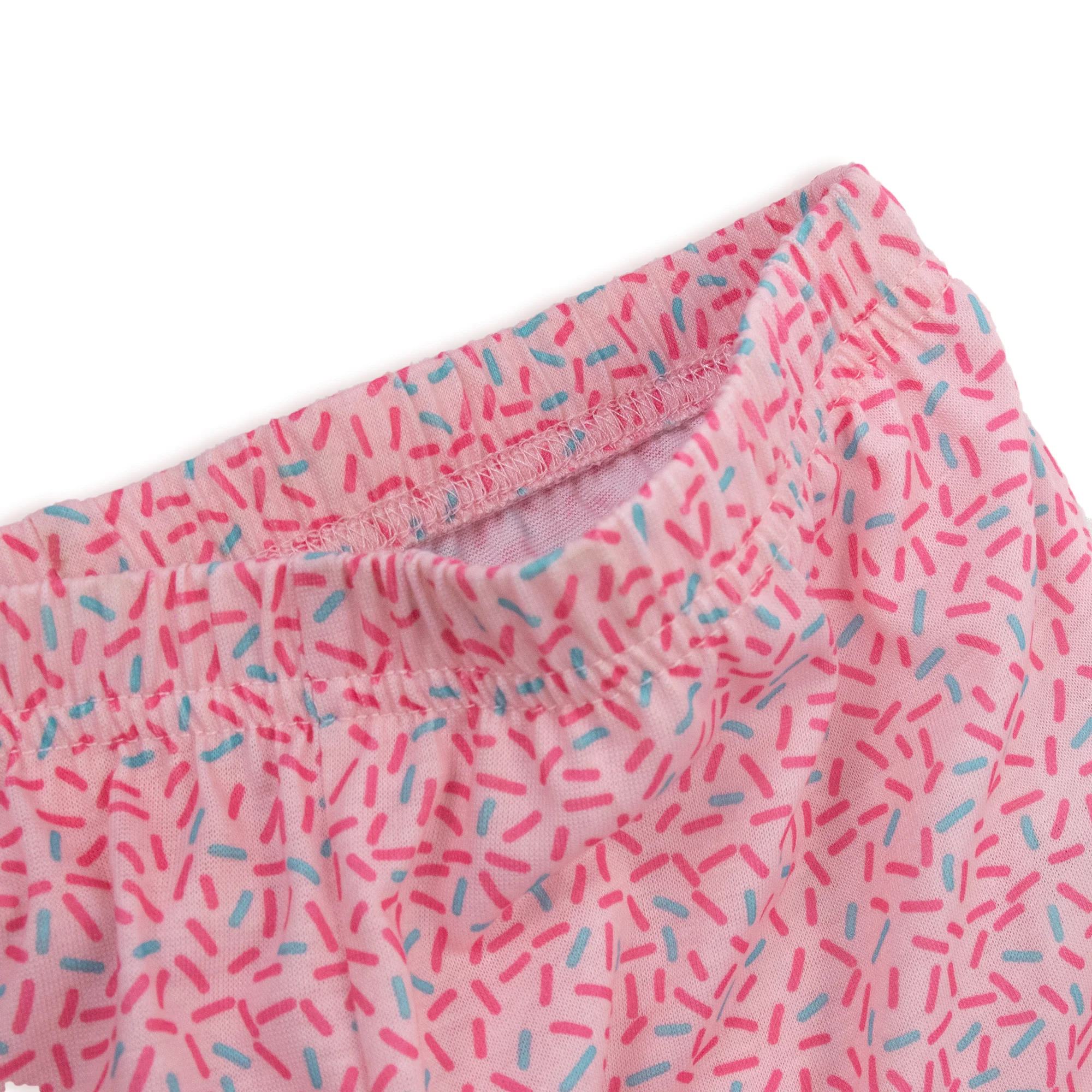 Cambodia FAMA factory Kids pajama set short sleeve PJ pink donuts rubber printing sweet pjs homewear