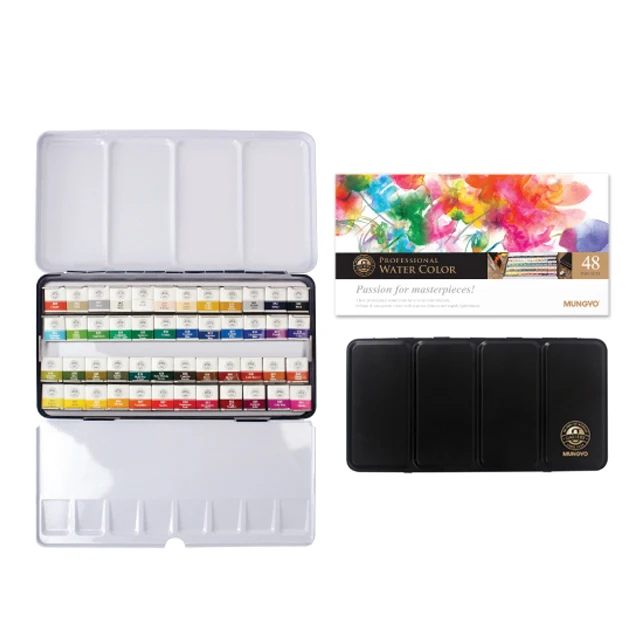 Mungyo Gallery artists Solid Watercolor Paint in Tin Case Pan SET (MWPH) 12/24/48 Colors
