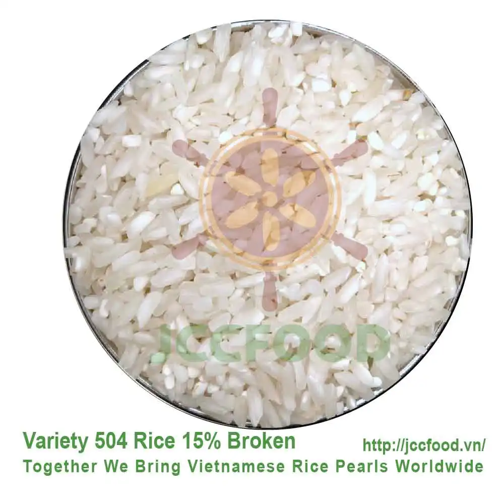 VIETNAMESE RICE GOOD QUALITY EXPORT DRIED SOFT TEXTURE 504 LONG GRAIN RICE 5%-15% BROEKEN PRICE FROM JCC RICE FACTORY