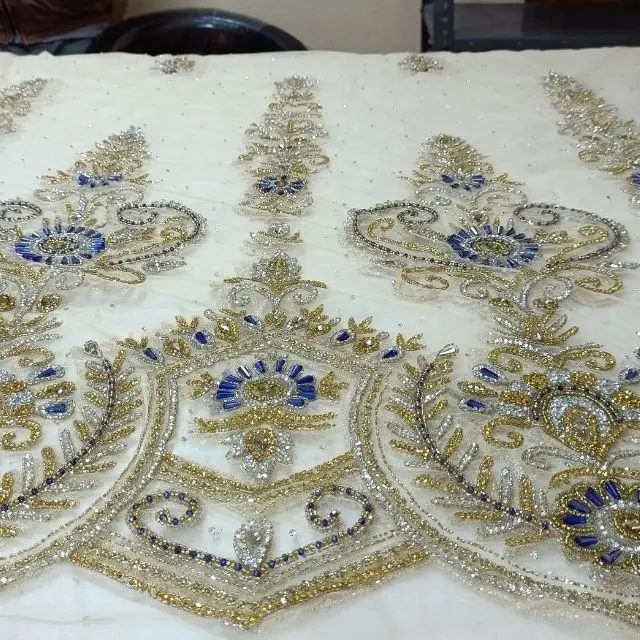 Luxury Beaded Fabric Embroidery Beaded Wholesale Factory from Indian Manufacture