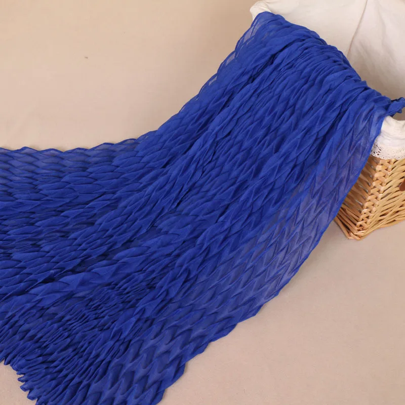 
Wholesale Women Islamic Voile Headscarf Geometric Crumpled Muslim Ladies Ethnic Long Wrinkle Hijab Scarf 