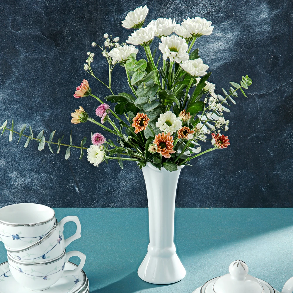 OEM белая фарфоровая ваза-Высококачественная Белая Фарфоровая Ваза с расклешенным горлышком оптовая продажа от производителя посуды