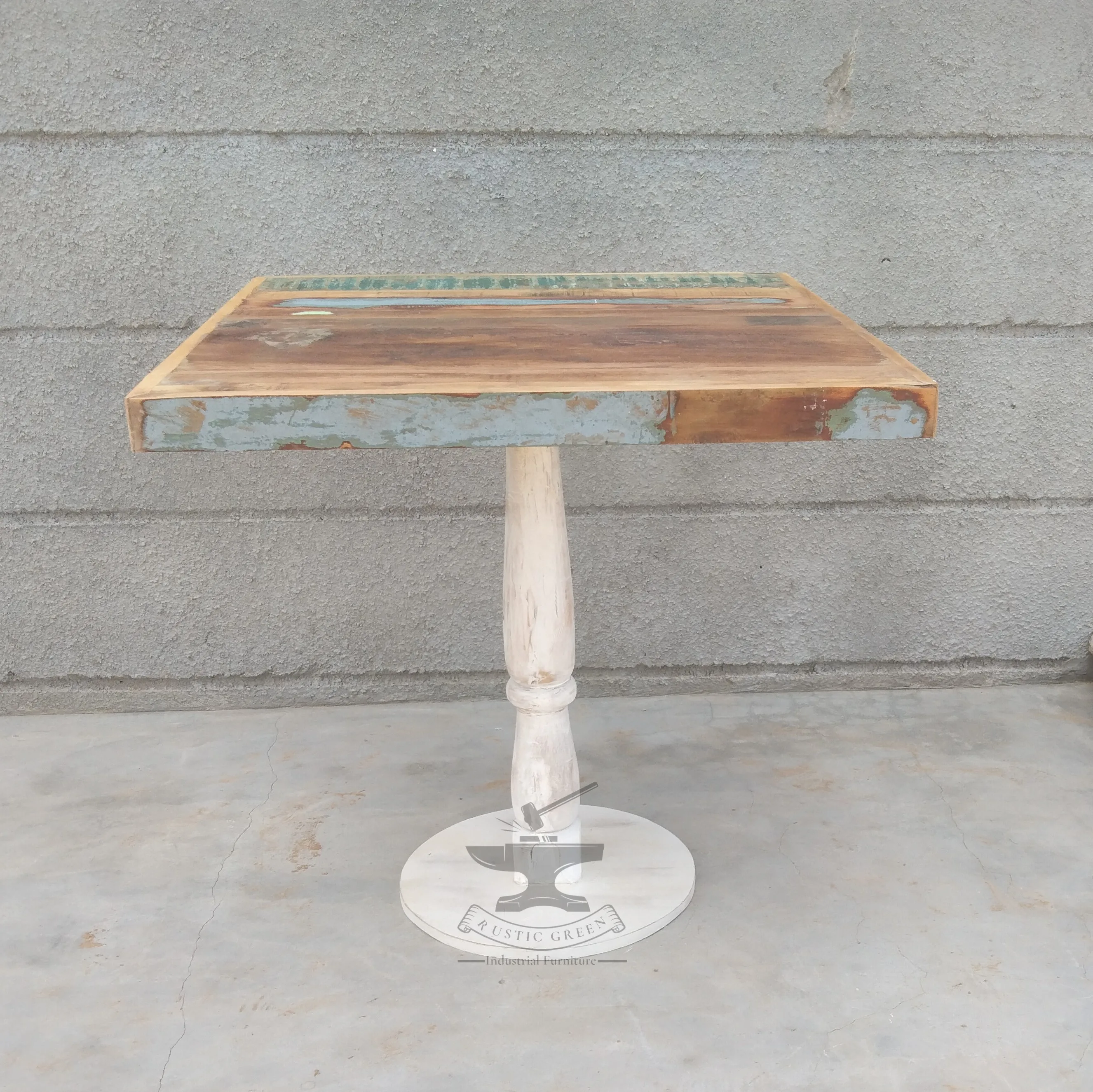 Industrial  Bistro Round Cafeteria Patio Reclaimed wood Table