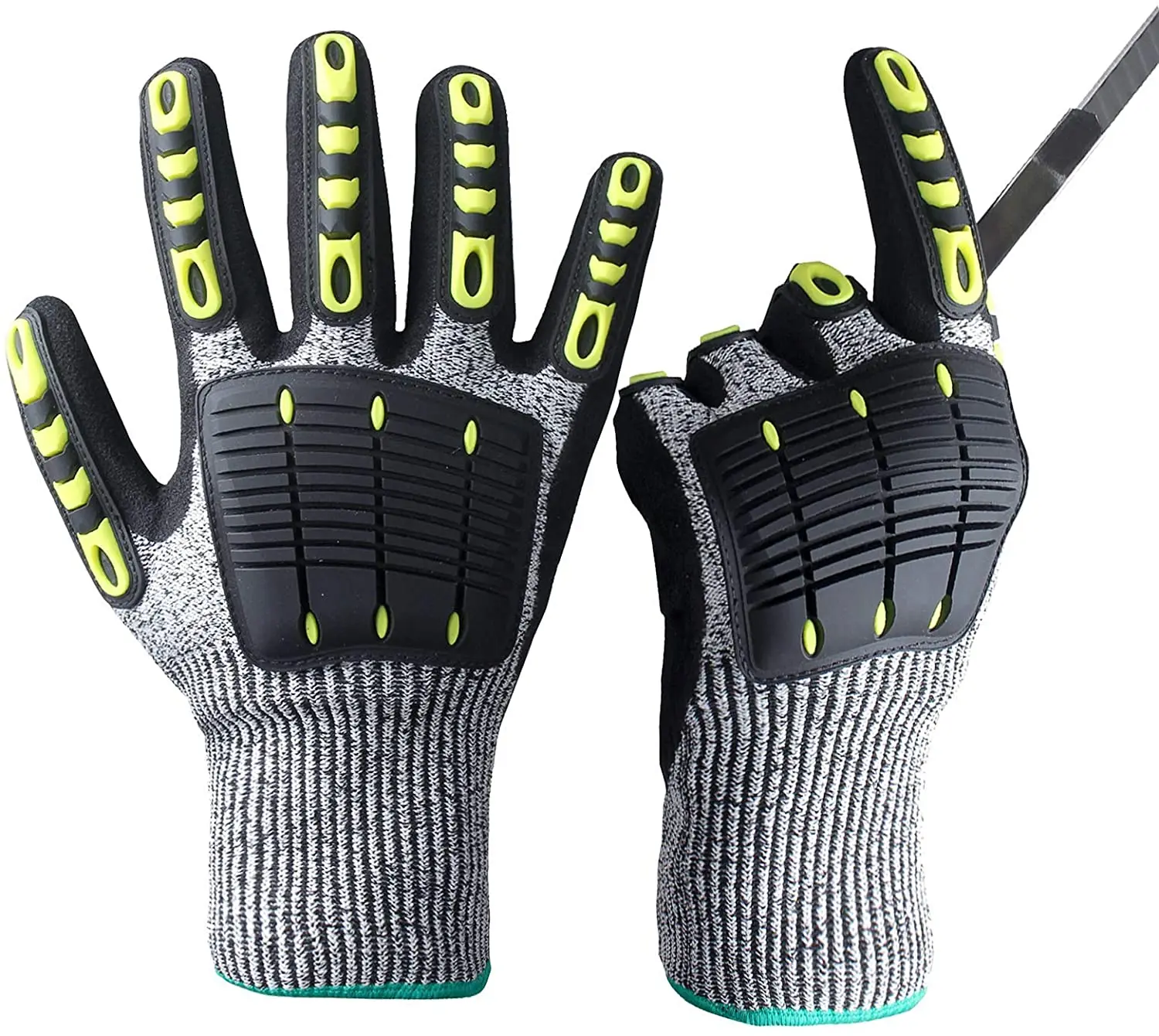 Custom Anti Slip Cut Resistant Anti-vibration TPR Leather Mechanic Safety Work Impact Gloves