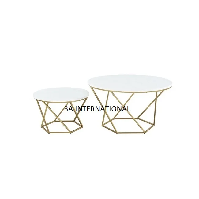 Home Decoration Luxury Furniture for Hotel Side Table Glossy Finished Custom Design  Nested Table With Marble Top
