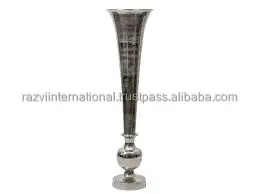 Gold black metal trumpet flower vase decor stand for wedding table centerpieces