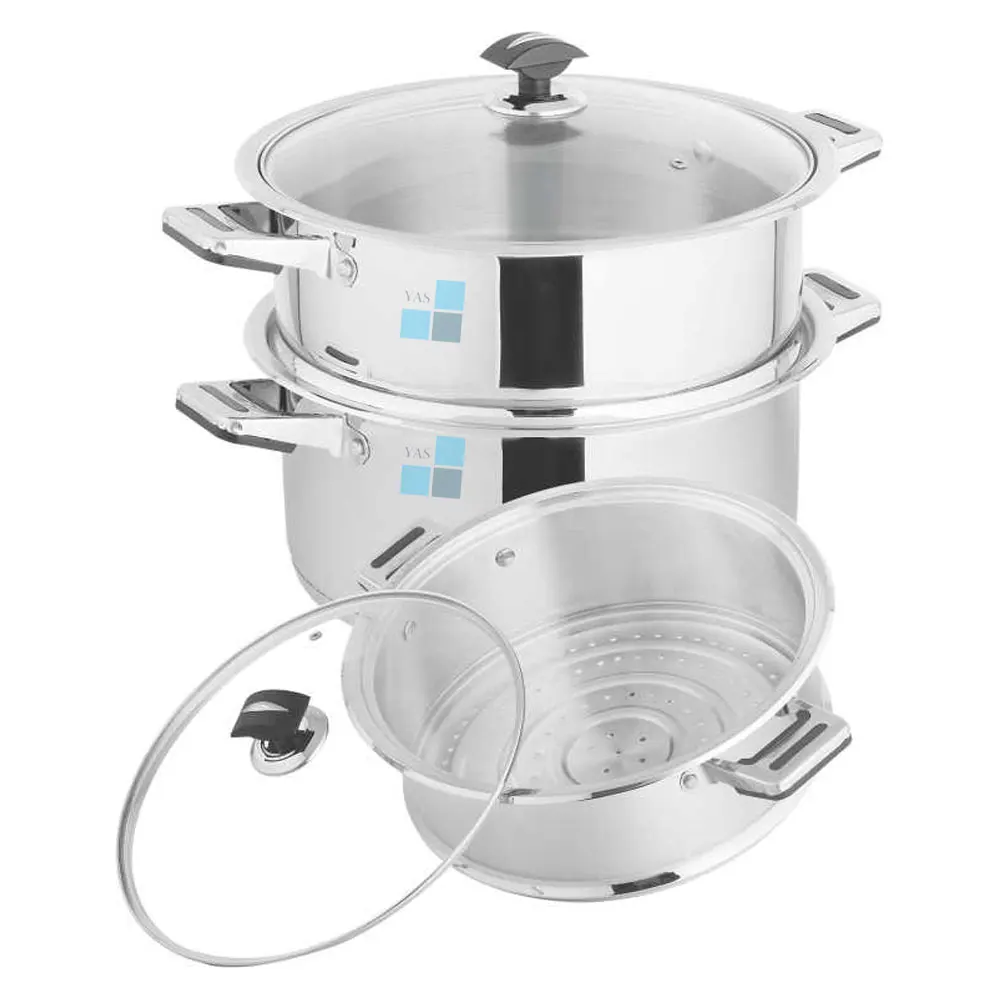 
26 см Классическая нержавеющая сталь для приготовления еды на пару с двойными ручками 