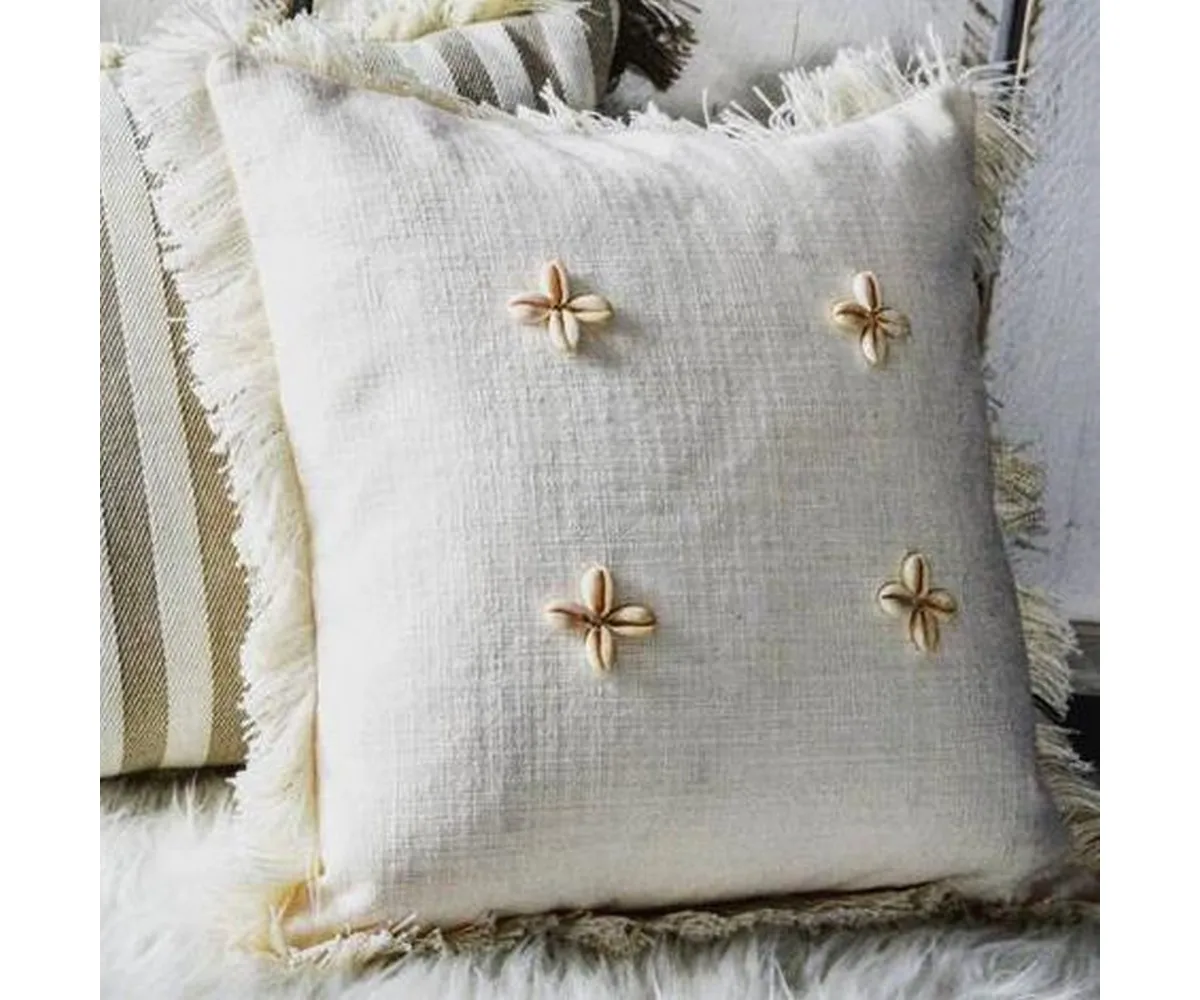 wholesale luxury product  linen  pillows cream white home decoration sofa fringe trim cushions