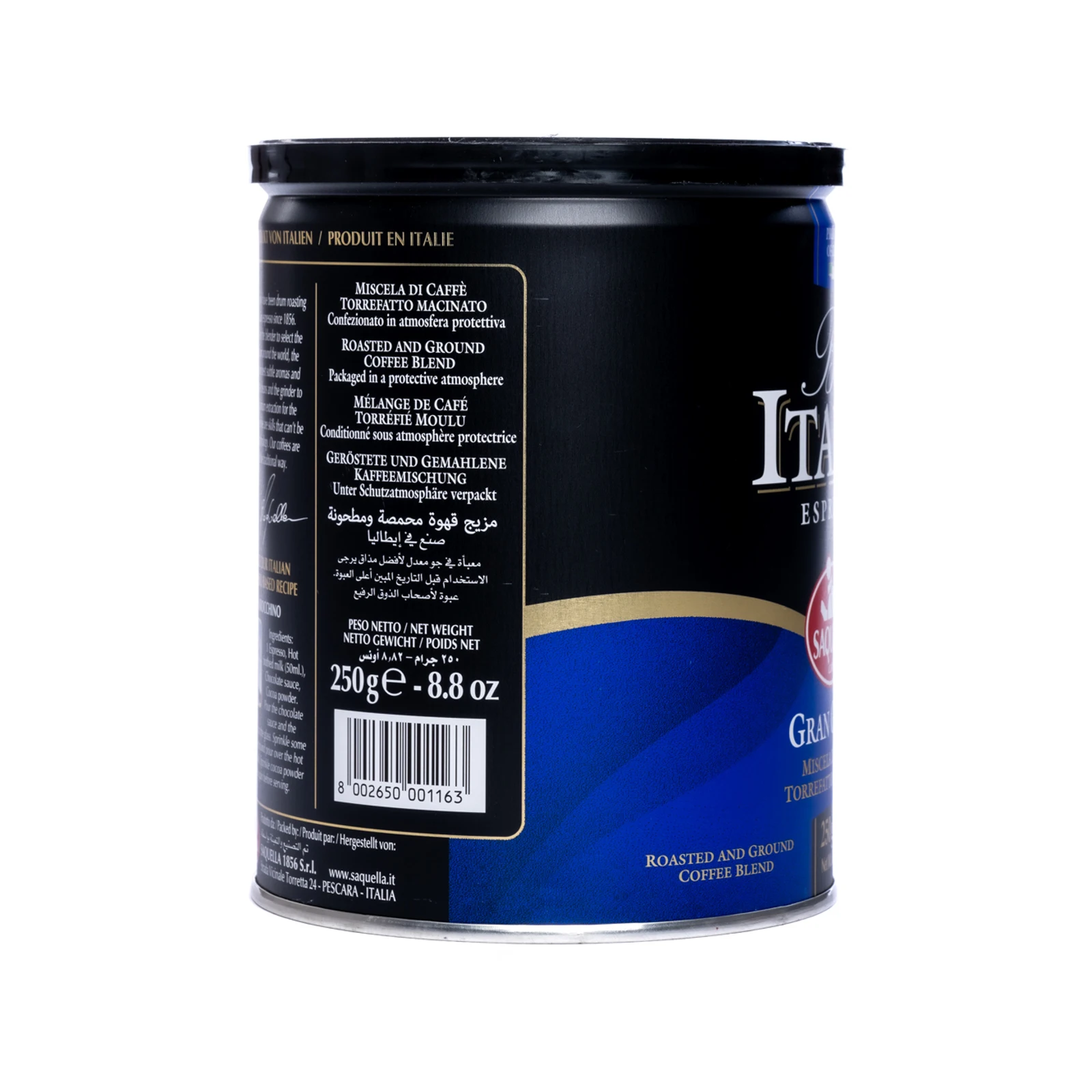 Made in Italy 250 gr Bar Italia Gran Gusto Ground Coffee for everyday