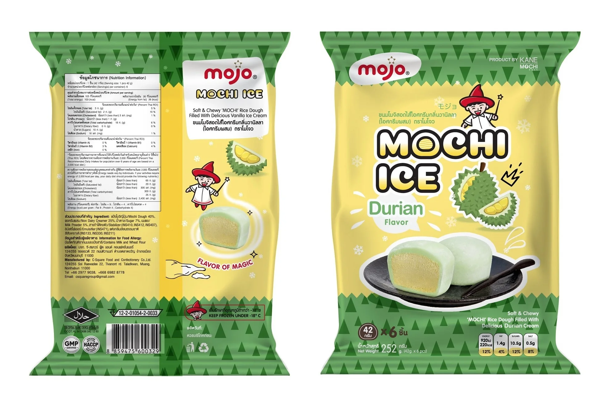 Rice Dough Dairy Products Fruity Soft Delicious Milk Beverage Round Ball Box Bag MOJO Mochi Ice Cream Durian