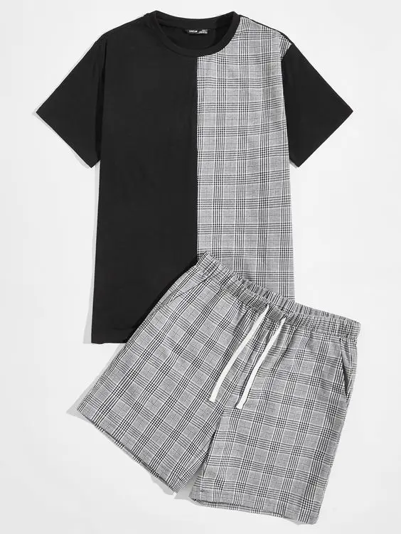 Wholesale Summer 100% cotton custom hip hop t-shirt and shorts , blank t shirt with Matching 2 piece shorts Set