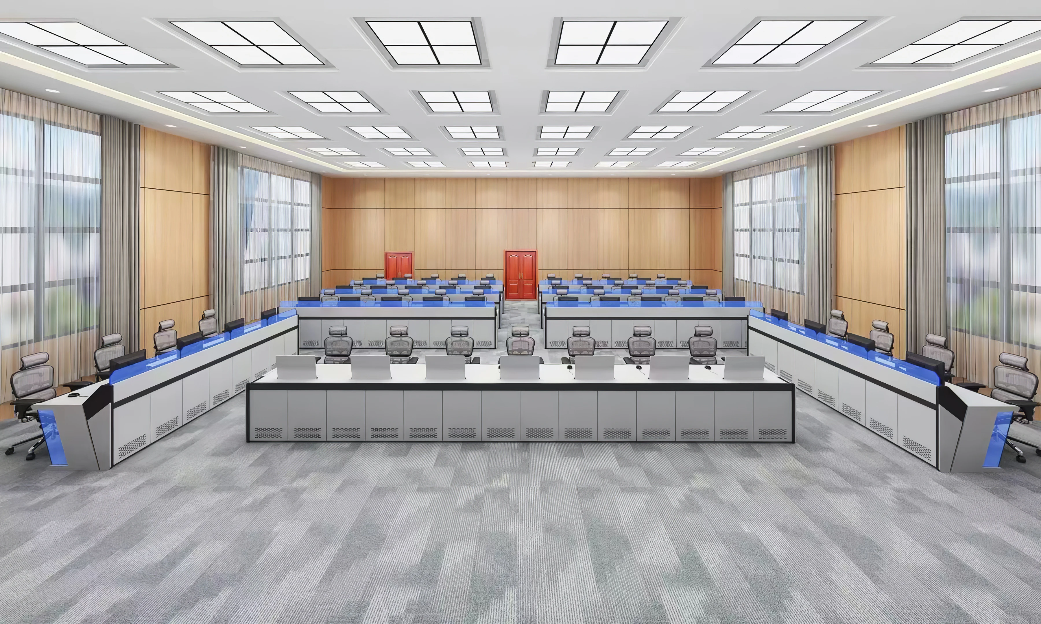 Classroom Double Seat Flip Top Recessed Monitor Computer Desk For Student