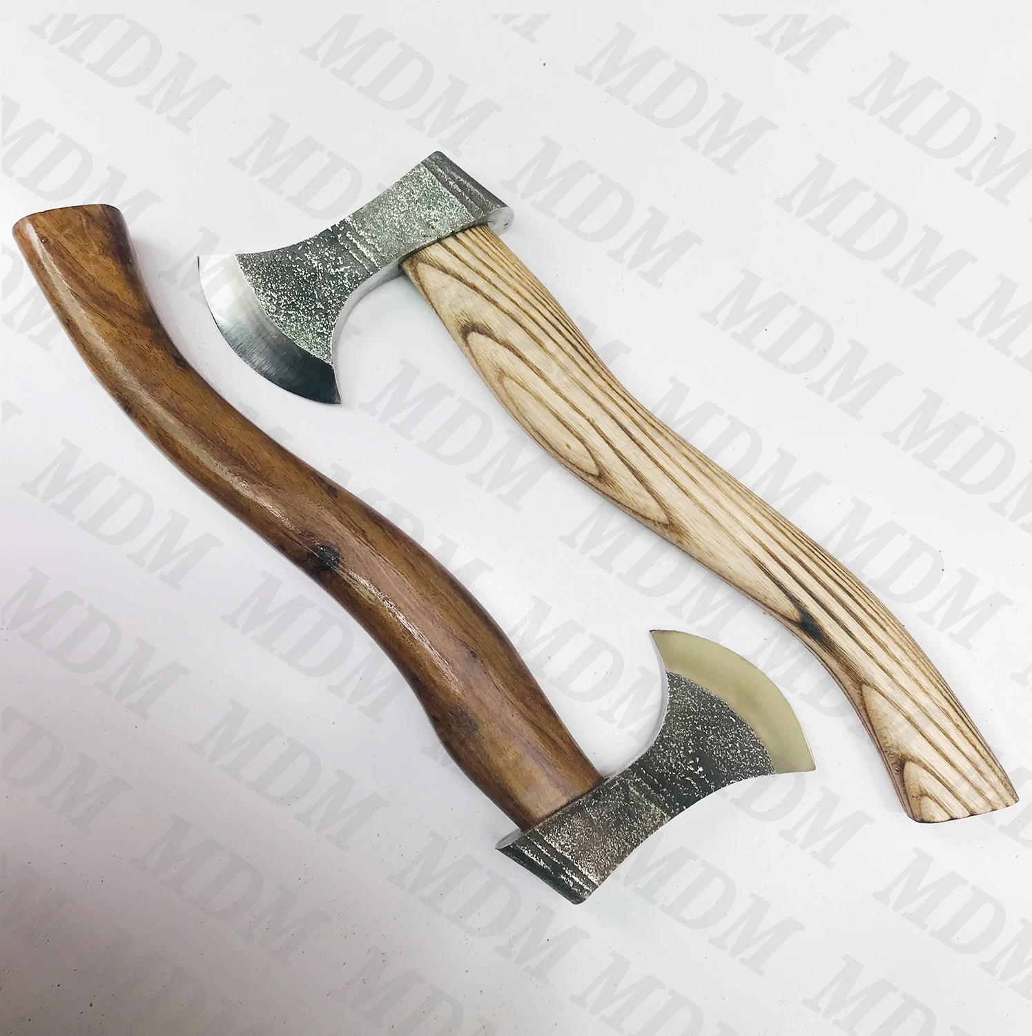Handmade Custom Pair of High Carbon Steel Tomahawk Hatchet Axes Damascus Axe Heads with Ball Hammer for Camping
