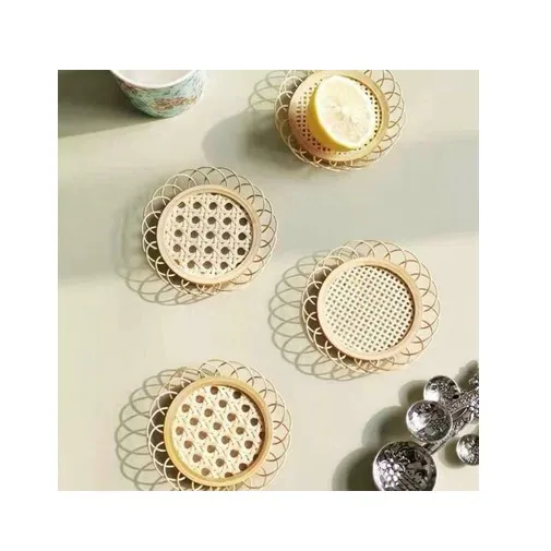 Маленькая плетеная подставка из ротанга для горячих чашек вашего дома натуральный ротанговый цвет