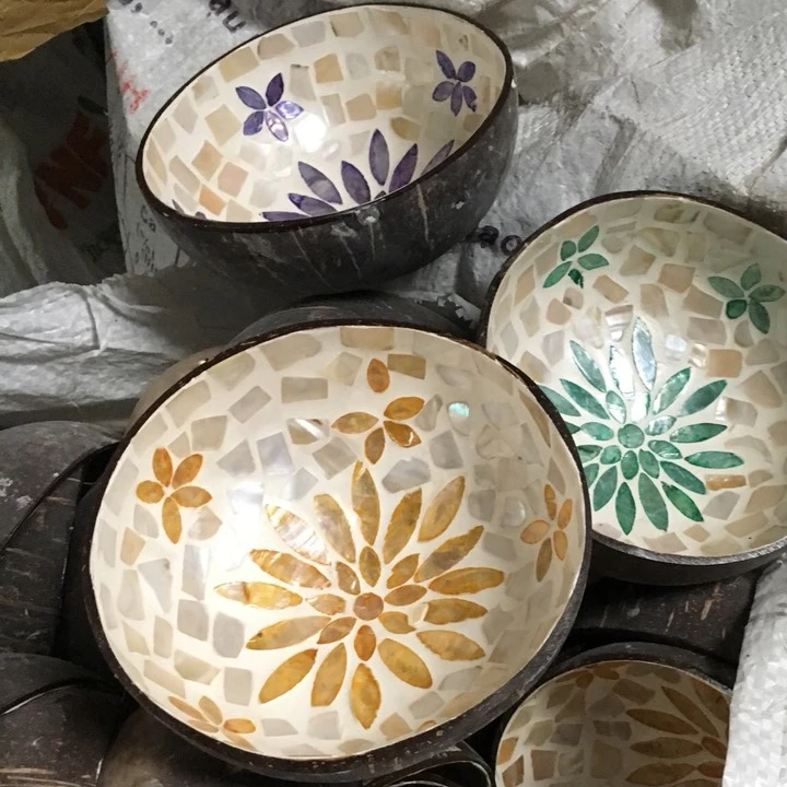 
Eco friendly Coconut Lacquer Bowl Colored Bowl with various patterns Handmade Coconut Lacquer bowl 