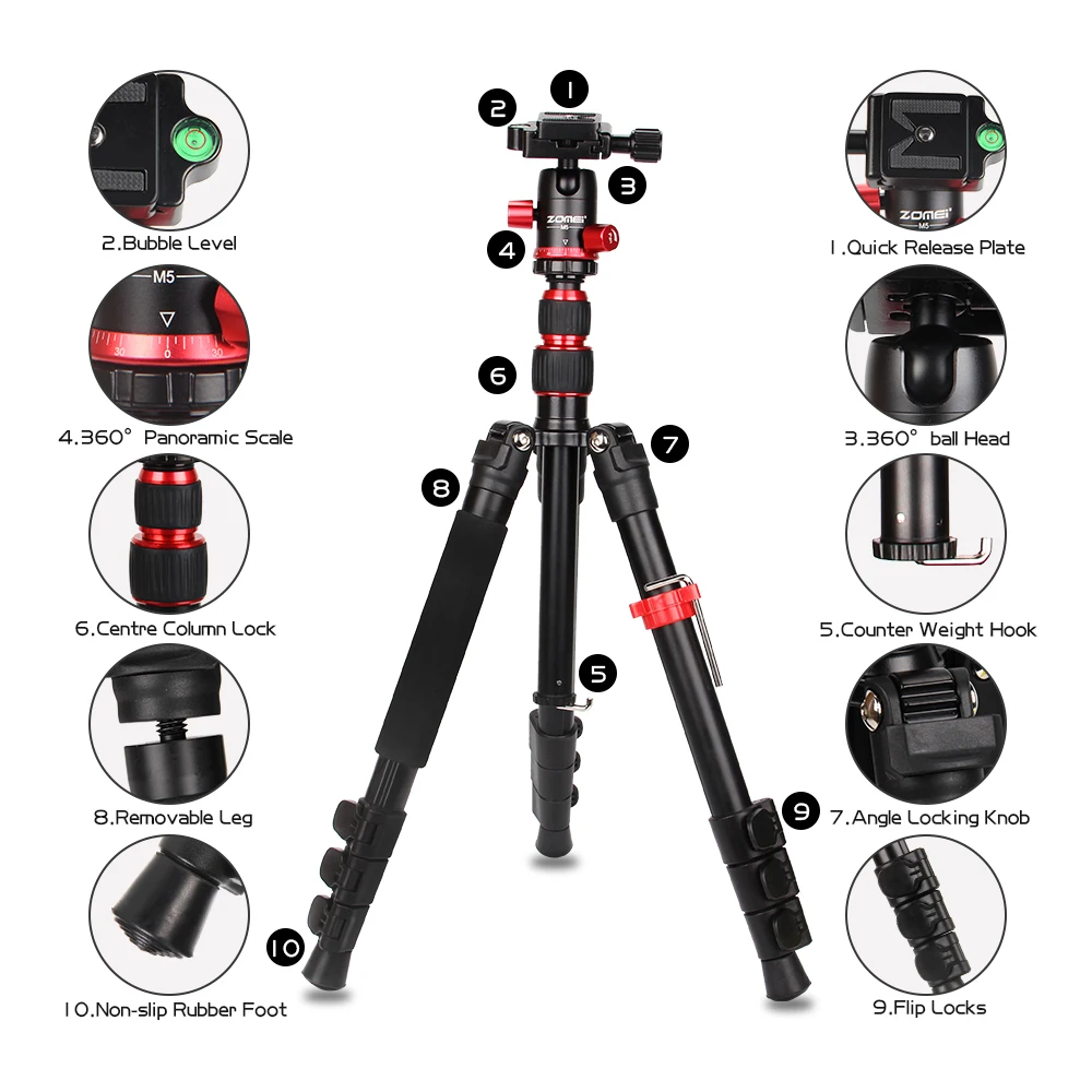 ZOMEI M5 Портативный штатив для цифровой камеры для начинающих