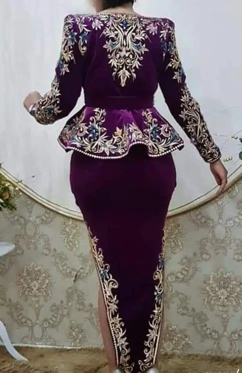 STYLISH    KARAKOU CAFTAN DRESS  EMBROIDERY OF DABKA, CRYSTAL GLASS BEADS,GLASS STONE WORK FOR PARTY-WEAR @ 2022