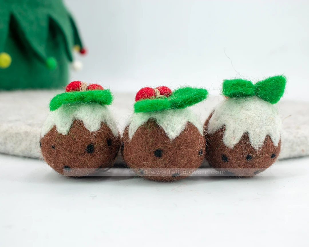 Christmas Pudding 2 Hot Selling New Design-2019 Wool Felted Purely Hand-felted Product by Nepalese Artisan Eco-friendly NZ Wool