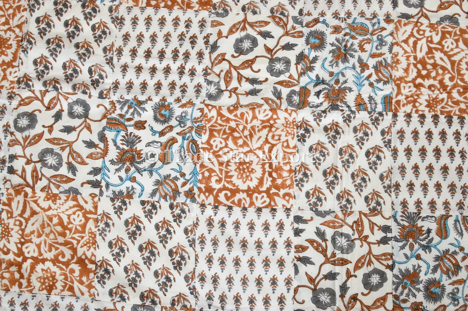 Jaipur Block Print Fabric Cotton Bedspread Patchwork Bohemian Bedding Set Bohemian Bedcover Boho Bedsheet