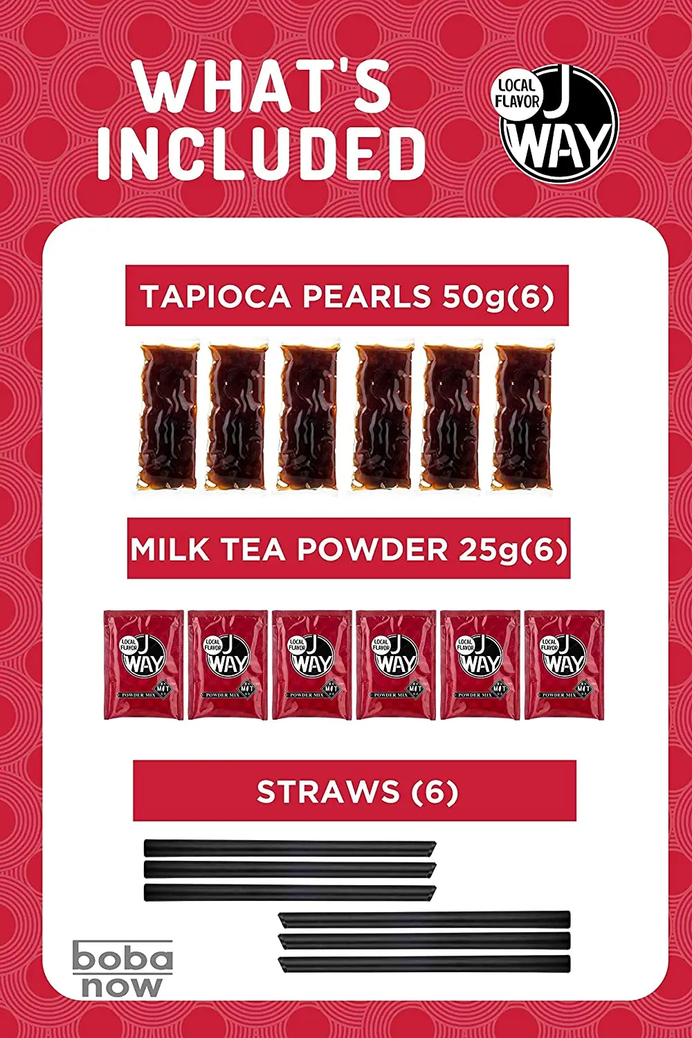 Готовый к употреблению тайваньский чайный набор карамельных пузырей (6 шт.) с 6 соломинками молочный чай Boba