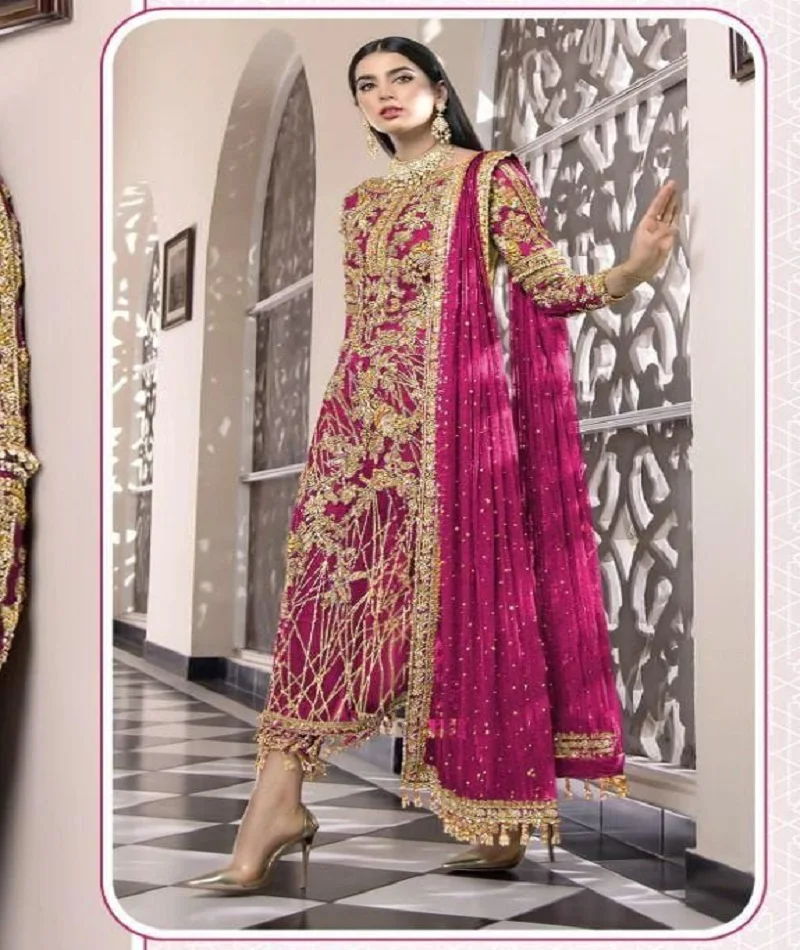 Сеть с вышивкой в индийском и Пакистанском Стиле Salwar Kameez костюм для женщин тяжелый Мусульманский Стиль платье Kurtis