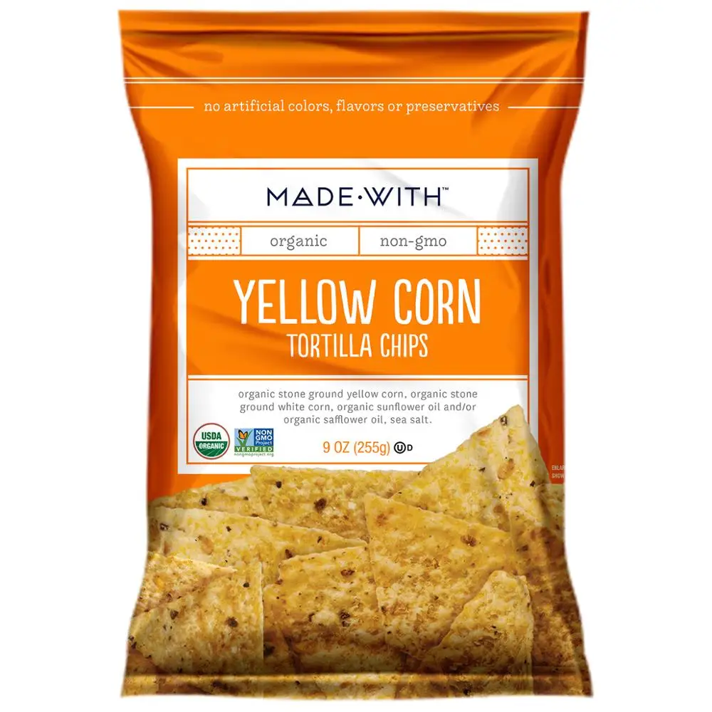
Most Delicious Salty Taste CHIP TORTILLA YELLOW ORG 9.000 OZ From USA Brand MADE WITH 