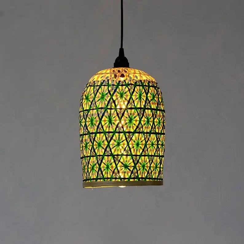 Floral Pattern Bamboo Lampshade Handmade Wooden Lampshade Pendant Ceiling Shade Hanging Light Table Shade Standing Light