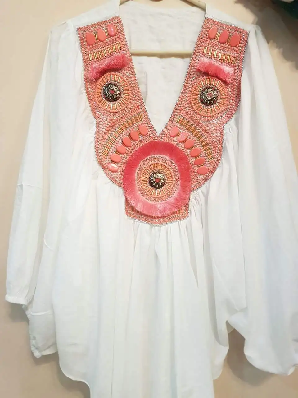 Bohemian Designer Ethnic New Kaftan Dress Women Casual Daily Smart Casual Mini Dress Button Decoration Sleeved Style Vacation