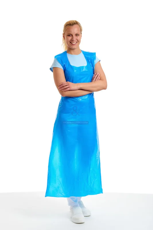 Blue Polyethylene (PE) Disposable Apron Direct from Vietnam Manufacturer 26 X 48inch 2mil Thickness for Cleaning Accept H LDPE