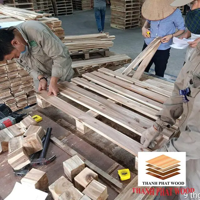 Whole Sale Competitive Price used pallets 1100x1100 mm Acacia Wood pallet With Premium Quality From Vietnam Export to Italy Mark