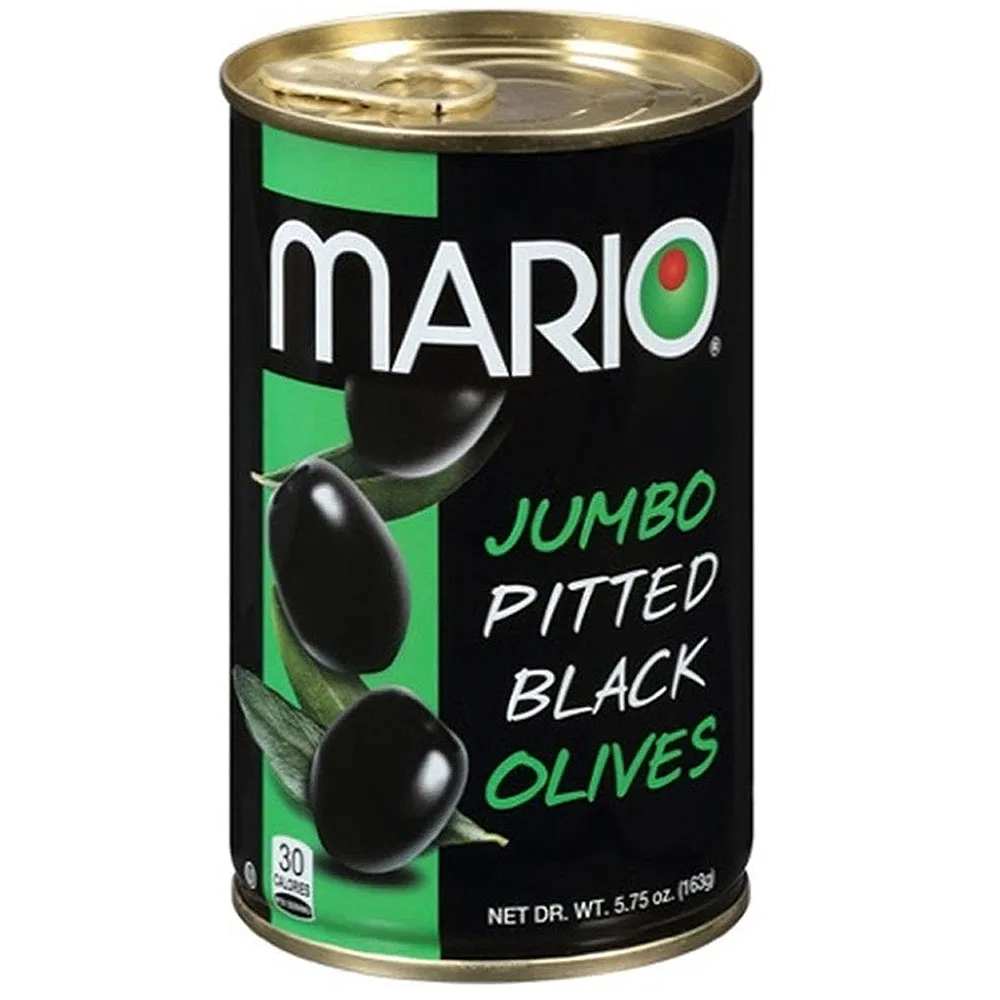 Mario Camacho 5.75oz Ripe Pitted Jumbo Black Olives Unmistakable, Delicious, Bold Flavor Gluten Free Black Olives