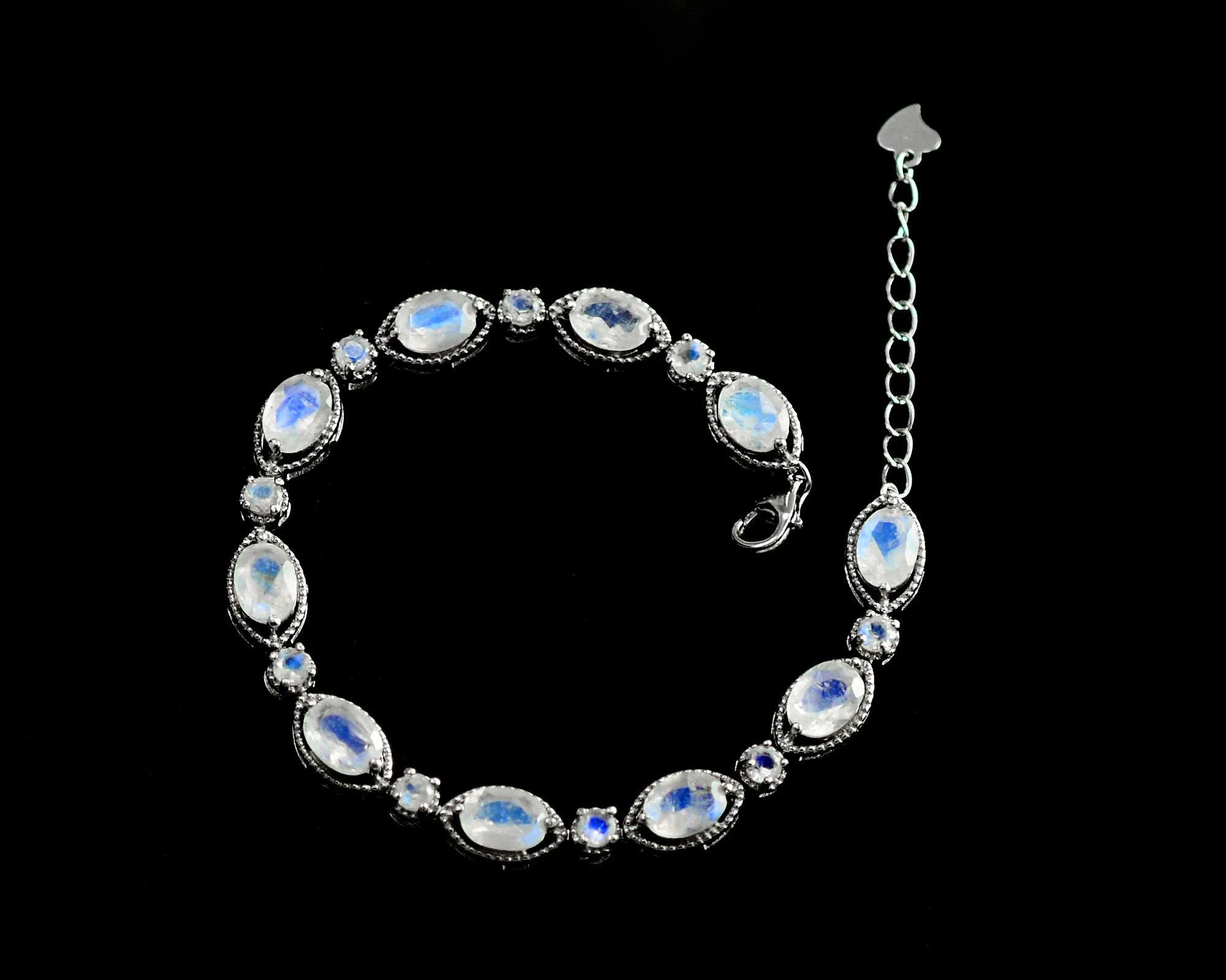 Удивительный Радужный Лунный Камень Овальной круглой формы натуральный драгоценный камень 925 пробы серебряные женские ювелирные изделия цепочка-браслет от джайпура экспортер