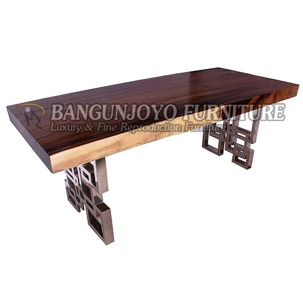 Restaurant Natural Acacia/Suar/Monkey Pod Wood Slab Dining Table Sets