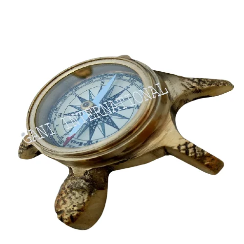 Tortoise Brass Compass Desktop Indian Handicraft Item