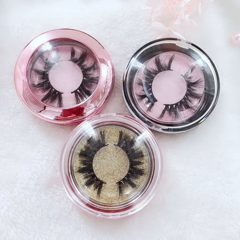 private label Circle Case 3D mink colorful eyelash eye lashes round lash box wholesale 25mm mink eyelash with custom box