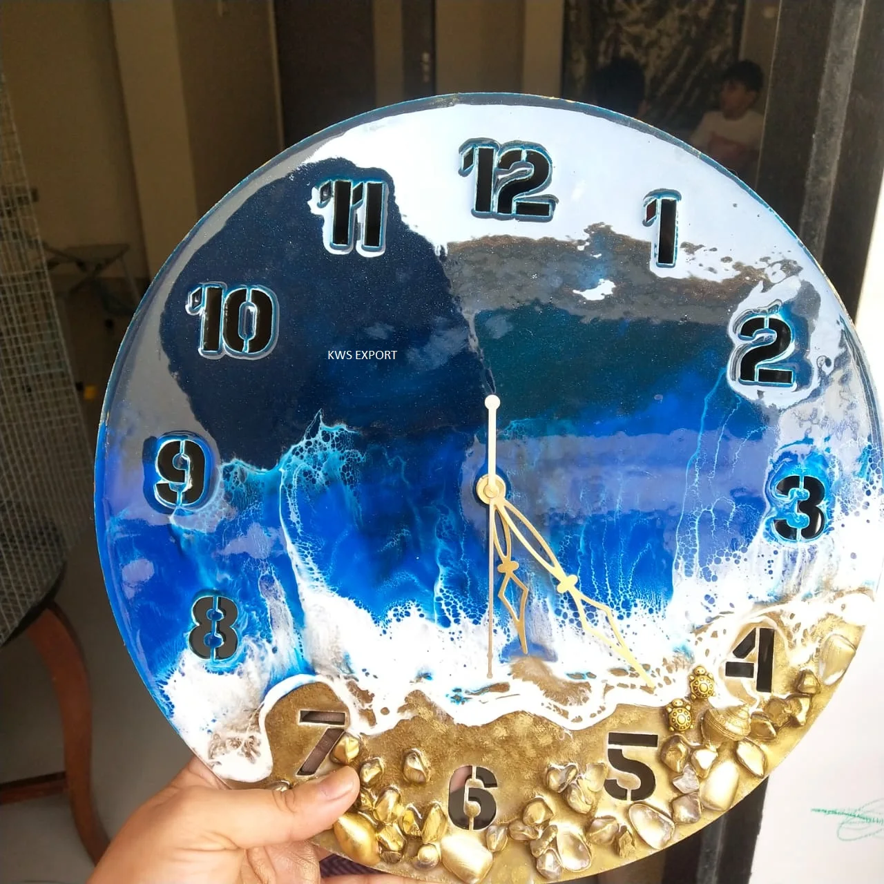 HOT SELLING WALL CLOCK BEACH POUR 3 RESIN CLOCK FOR SALE