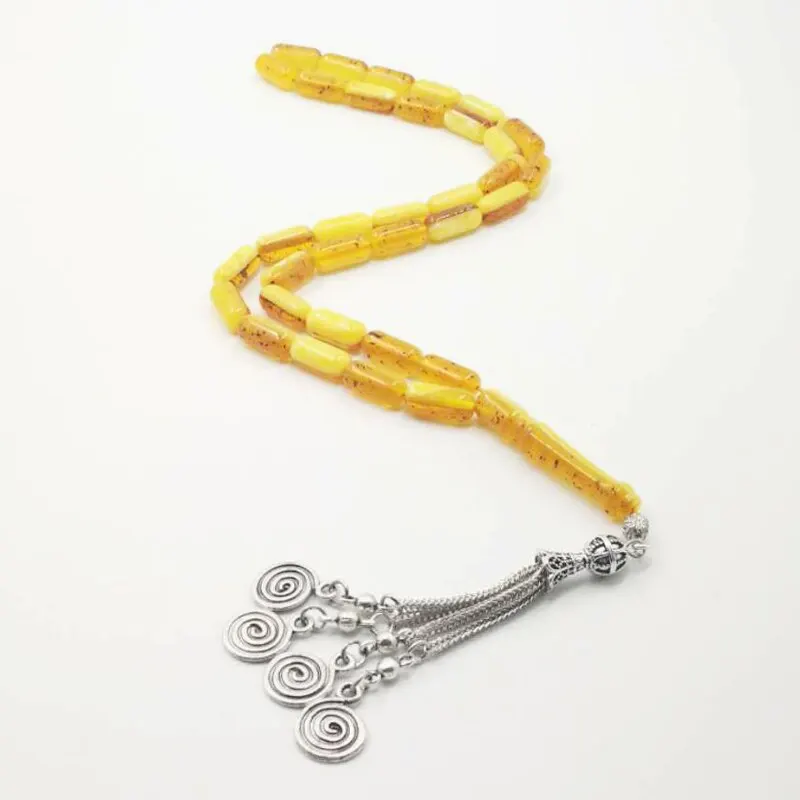  Ambers Resin Tasbih 33 мусульманские четки Ручной Работы Четки ислам Молитвенные Мужские аксессуары Misbaha желтые браслеты