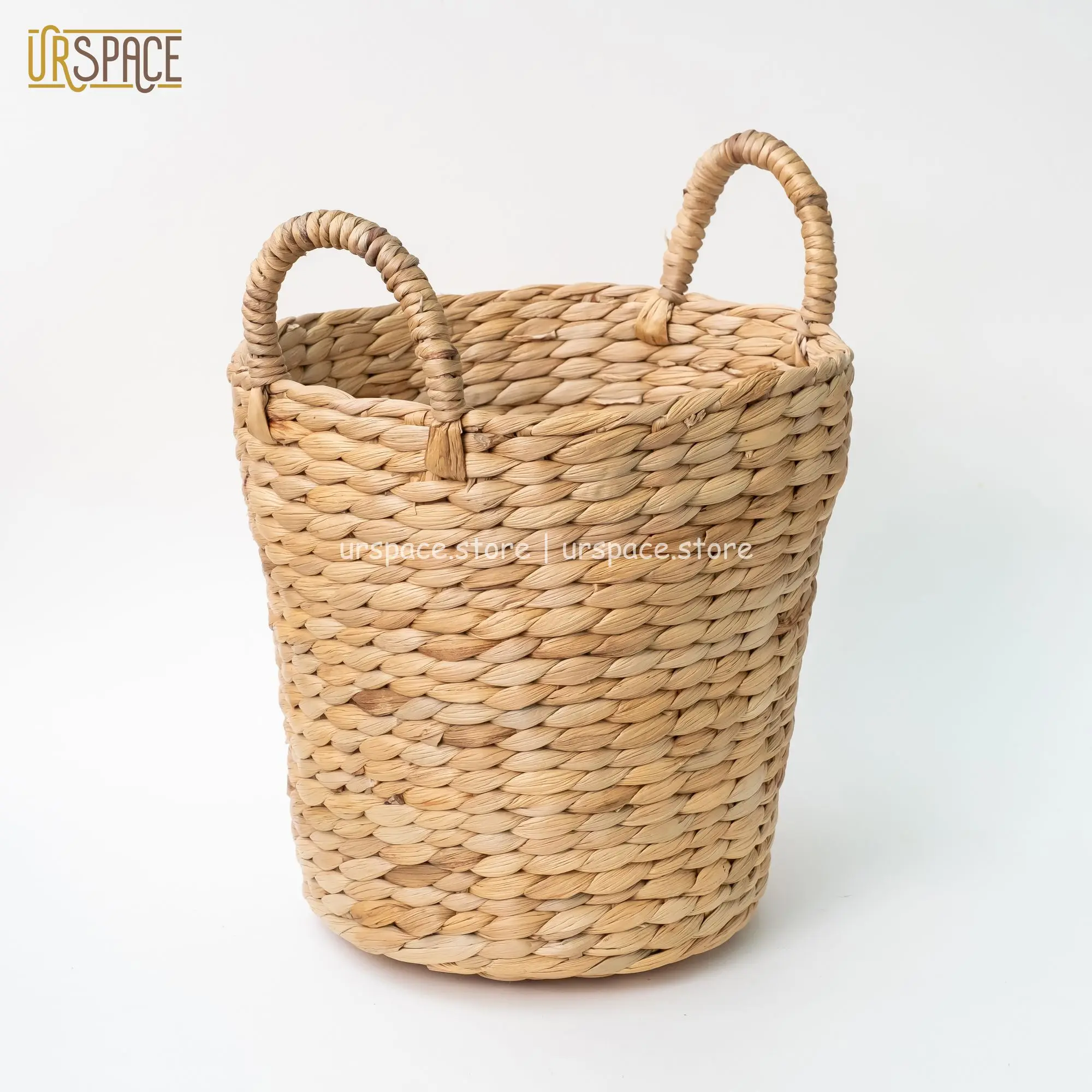 Ring handles braids easily to carry supple thick basket organization Hand-woven Water Hyacinth Storage Basket from Vietnam