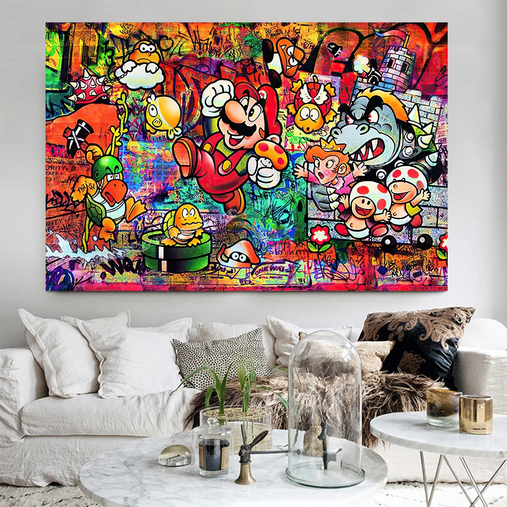 Anime Cartoon And His Partner Wall Art Oil Painting Canvas Painting Print For Living Room Home Decoration Modern Poster