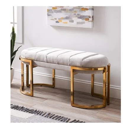 Индивидуальная форма и размер дизайнерская металлическая скамья золотого цвета для спальни