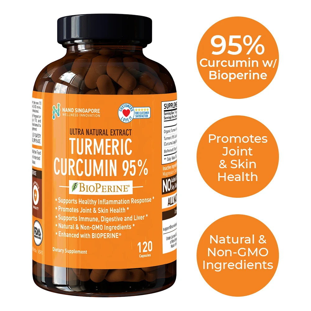 
Лучшая, полностью натуральная куркума, 95% Улучшенная w/ BioPerine 