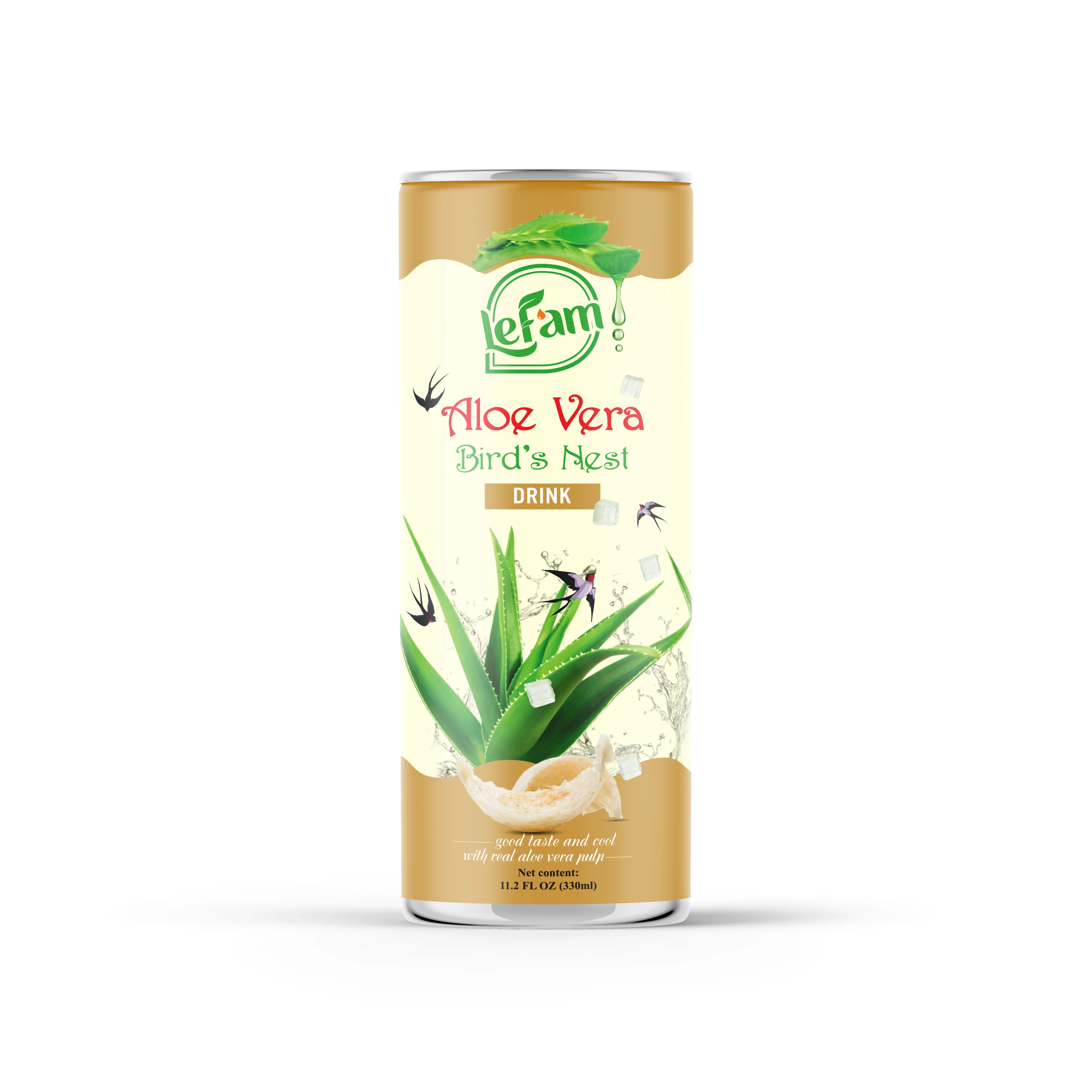 Свежий никогда не из концентрата напиток Алоэ Вера оригинальная настоящая целлюлоза OEM Alu банка 330 мл 11,2 унции низкий сахар безопасные фрукты LEFAM Вьетнам