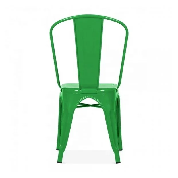 Vintage Industrial Bistro Cafe Stackable Metal Chair French Style Hotel Dining Chair Restaurant Metal Iron Chair in Green Finish