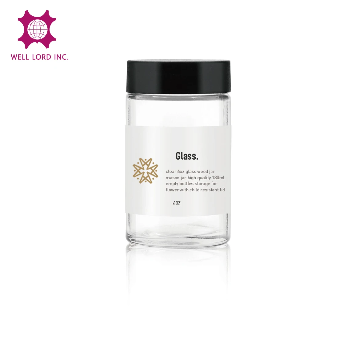 Customization label glass jar cylinder 180mL clear glass black screw cap honey jar glass