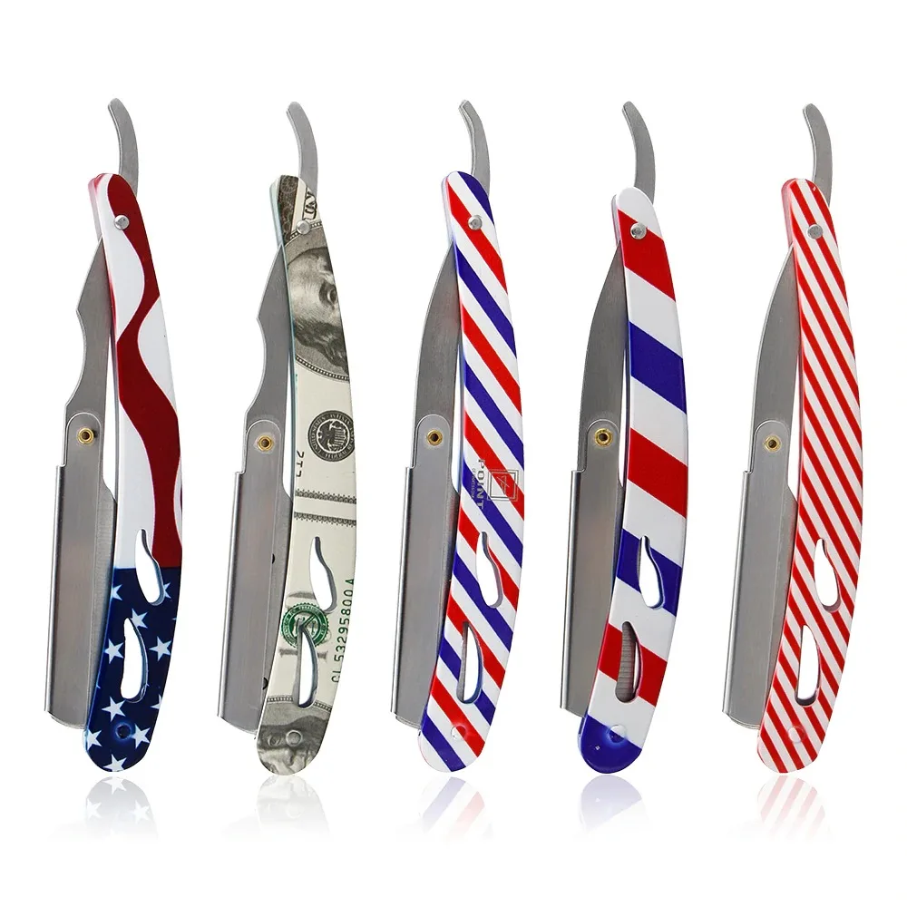 
Professional Salon Men Stainless Steel Folding Manual Razor Barber Hair Cut Razor Change Blade Straight Razor Tool 