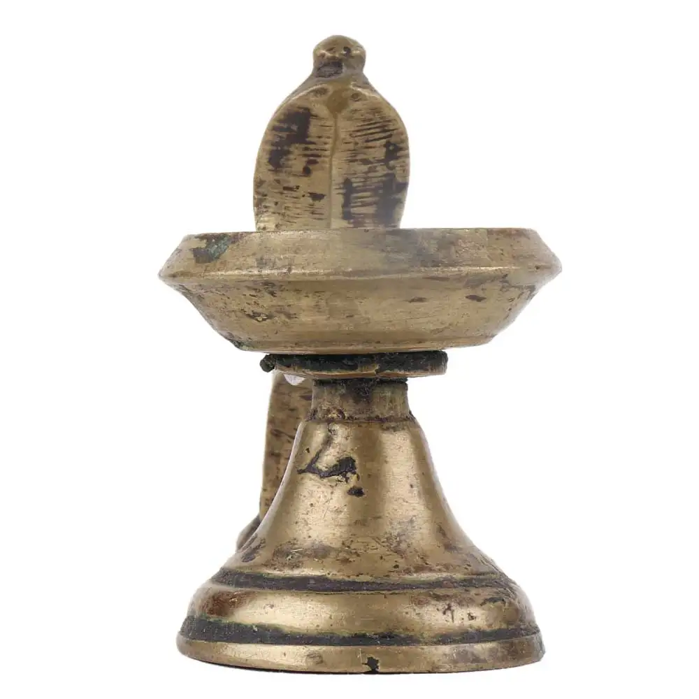 Handmade Golden Brass Diya With Cobra Head Oil Lamp Deepawali Decoration SNP-586