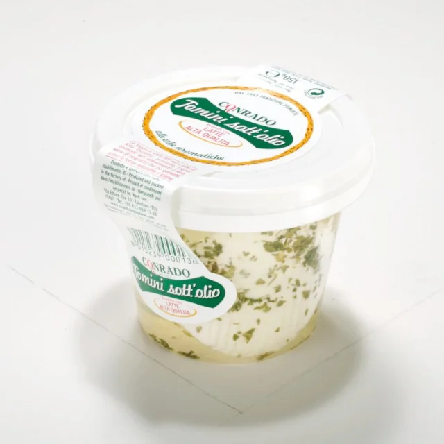 
Casa radicci italian quality production chilled fresh tomini in oil with herbs 150 gr soft and slight acid tomini cheese 