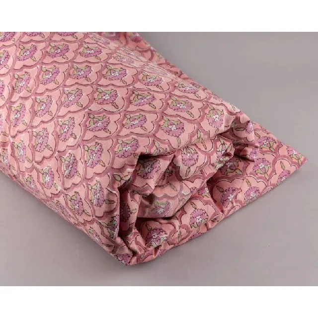 Floral Rose Pink 100% Cotton Quilting  by the yard Indian handblock Scarves Decorative Fabric