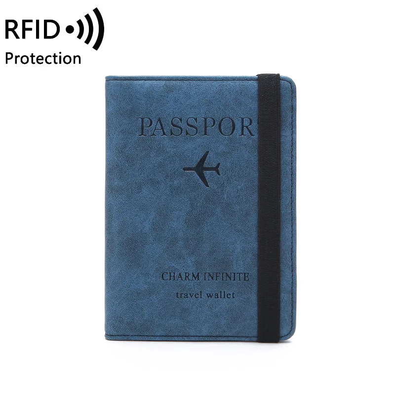 Кожаный кошелек для карт и паспорта мужской путешествий с RFID-защитой